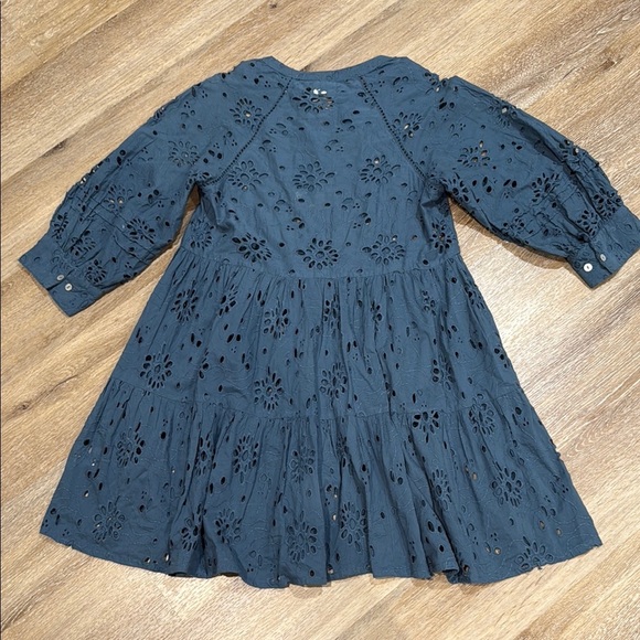 Anthropologie dRA Size M Blue Tiered Midi Sundress with Bishop 3/4 Sleeves - Picture 7 of 9